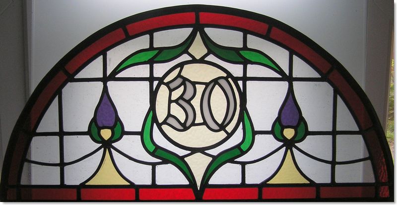 House numbers and names in stained glass (25) from South London Stained Glass